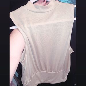Shimmer sleeveless turtle neck tank